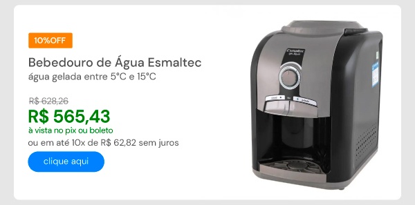 Bebedouro de Água Esmaltec de Mesa Refrigerado por Compressor Stilo Black EGM30