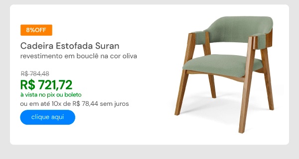 Cadeira Para Sala De Jantar E Estar Living Estofada Suran L02 Bouclê Oliva Lyam