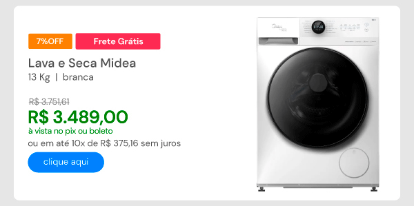 Lava e Seca Midea 13kg Branca MF200D130WB/WK