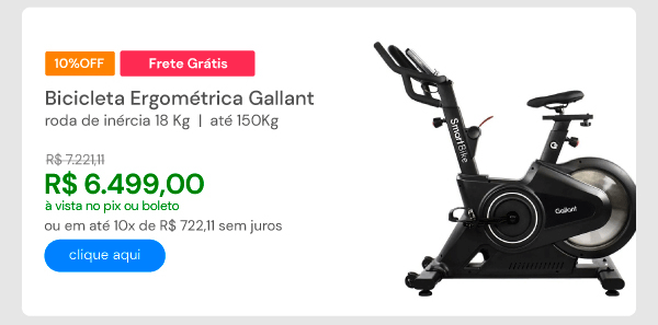 Bicicleta Ergométrica Spinning Gallant Smart Magnética Ate 150kg Roda de Inercia 18kg (Gsb18smga-Pt)