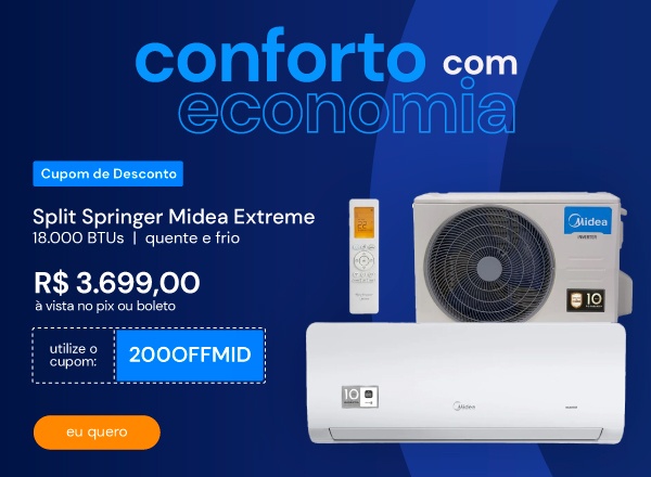 Ar Condicionado Split Springer Midea Xtreme Save Connect 18000 BTUS Quente e Frio Inverter 220V 38AGVQI18M5