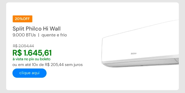 Ar Condicionado Split Philco Hi Wall 9.000 Btu/h Quente E Frio Monofásico Branco PAS9QT 220V