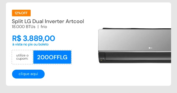 Ar-Condicionado LG DUAL Inverter Voice +AI ARTCOOL 18.000 BTUS Frio 220V - S3-Q18KLR1B