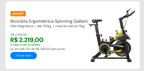 Bicicleta Ergométrica Spinning Gallant Elite Magnética Ate 120kg Roda De Inercia 13kg (GSB13HMGA-PT)