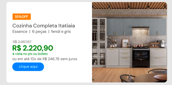 Cozinha Completa Itatiaia Essence 6 Peças Fendi E Gris