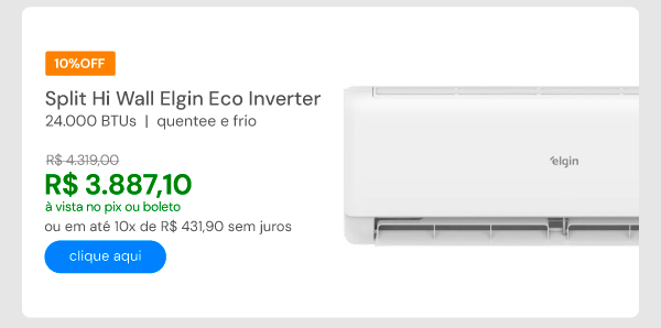 Ar-Condicionado Split Hi Wall Elgin Eco Inverter II 24000 BTUs Quente/Frio 220V