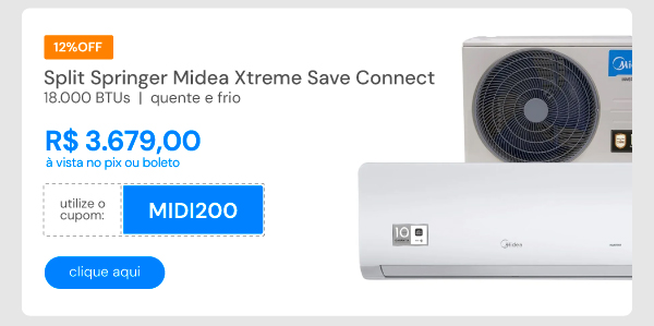 Ar Condicionado Split Springer Midea Xtreme Save Connect 18000 BTUS Quente e Frio Inverter 220V 38AGVQI18M5