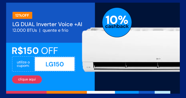 Ar Condicionado LG DUAL Inverter Voice +AI 12.000 BTUS Quente/ Frio 220V - S3-W12JA31A