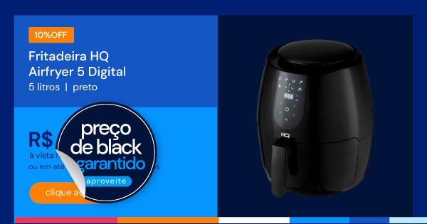 Fritadeira Sem óleo Airfryer HQ Digital Preto 5L HQ-AF5LDP