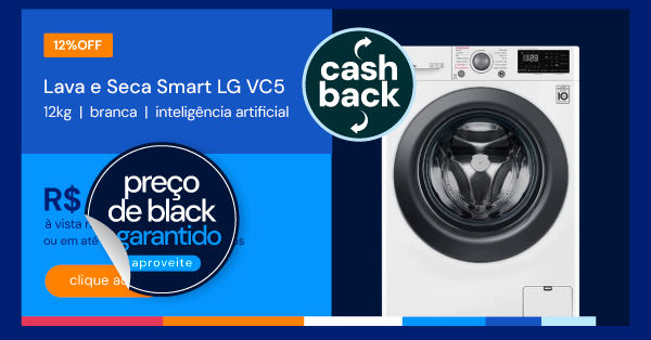 Lava e Seca Smart LG VC5 12kg Branca Com Inteligência Artificial AIDD CV3012WC5