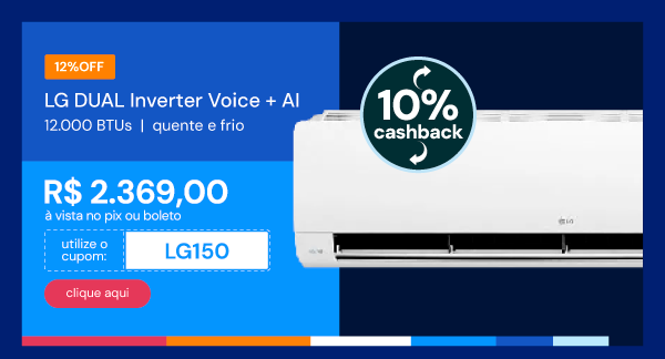  Ar Condicionado LG DUAL Inverter Voice +AI 12.000 BTUS Quente/ Frio 220V - S3-W12JA31A