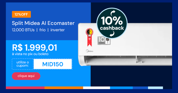  Ar Condicionado Split Inverter Midea AI Ecomaster 12000 BTUs Frio 220V 38EZVCA12M5