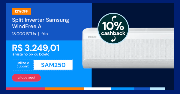 Ar Condicionado Split Inverter Samsung WindFree AI 18000 BTUs Frio 220V AR18DYFAAWKXAZ