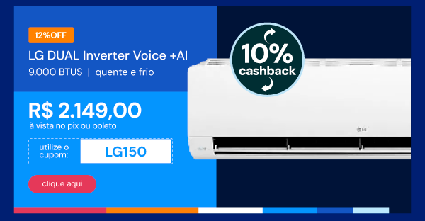 Ar Condicionado LG DUAL Inverter Voice + AI 9.000 BTUS Quente- Frio 220V - S3-W09AA31C