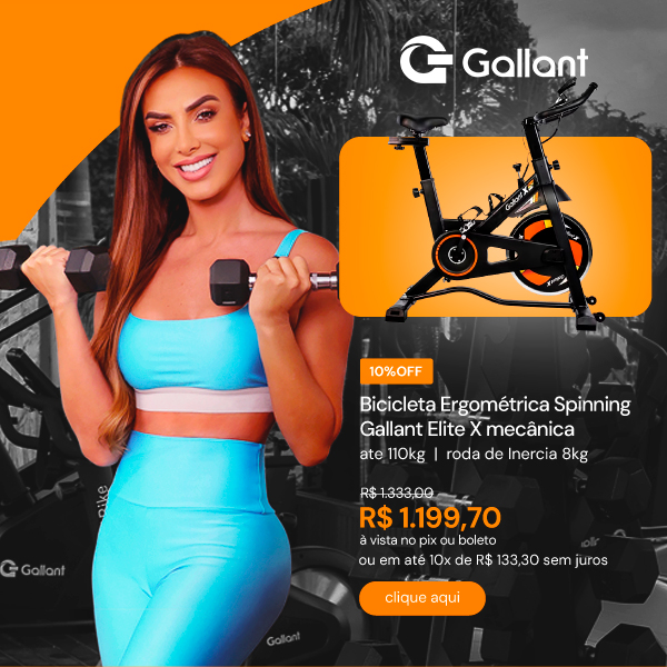 Bicicleta Ergométrica Spinning Gallant Elite X Mecânica Ate 110kg Roda de Inercia 8kg (GSB08HBTA-PT)