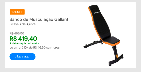 Banco de Musculação 6 Níveis de Ajuste Gallant (GBS1H06A-PT)