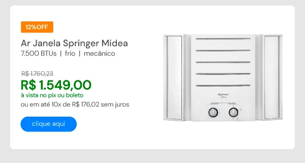 Ar Condicionado Janela Mecânico Springer Midea 7500 BTUs Frio 220V QCK075BB