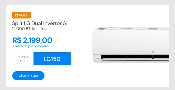 Ar Condicionado Split HW LG AI Smart Inverter Voice 12000 BTUs Frio 220V S3-Q12JA31E