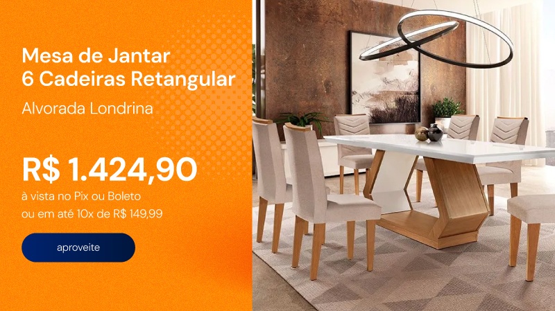 Mesa De Jantar 6 Cadeiras Retangular Rufato Alvorada Londrina Linho Rustico/off White/imbuia