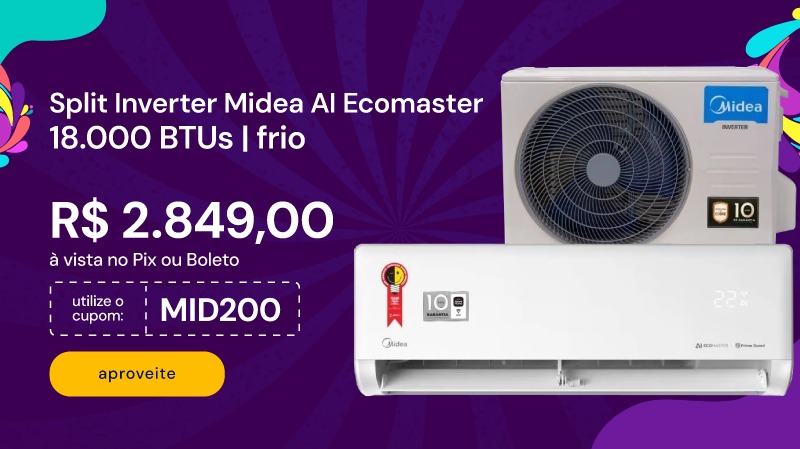 Ar Condicionado Split Inverter Midea AI Ecomaster 18000 BTUs Frio 220V 38EZVCA18M5