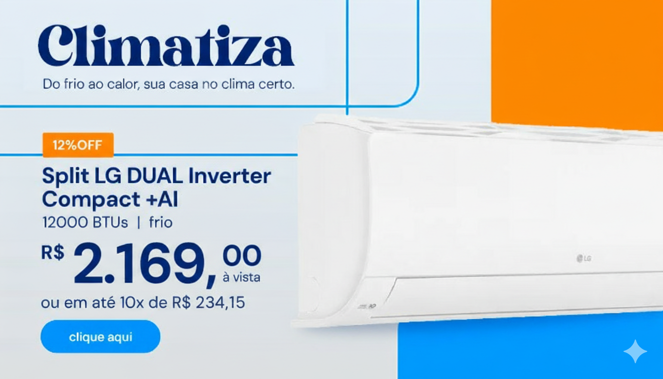 Ar-Condicionado LG DUAL Inverter Compact +AI 12.000 BTUS Frio 220V S3-Q12JAQAL