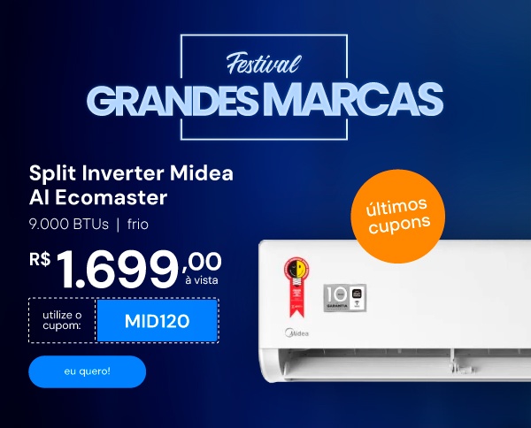  Ar Condicionado Split Inverter Midea AI Ecomaster 9000 BTUs Frio 220V 38EZVCA09M5