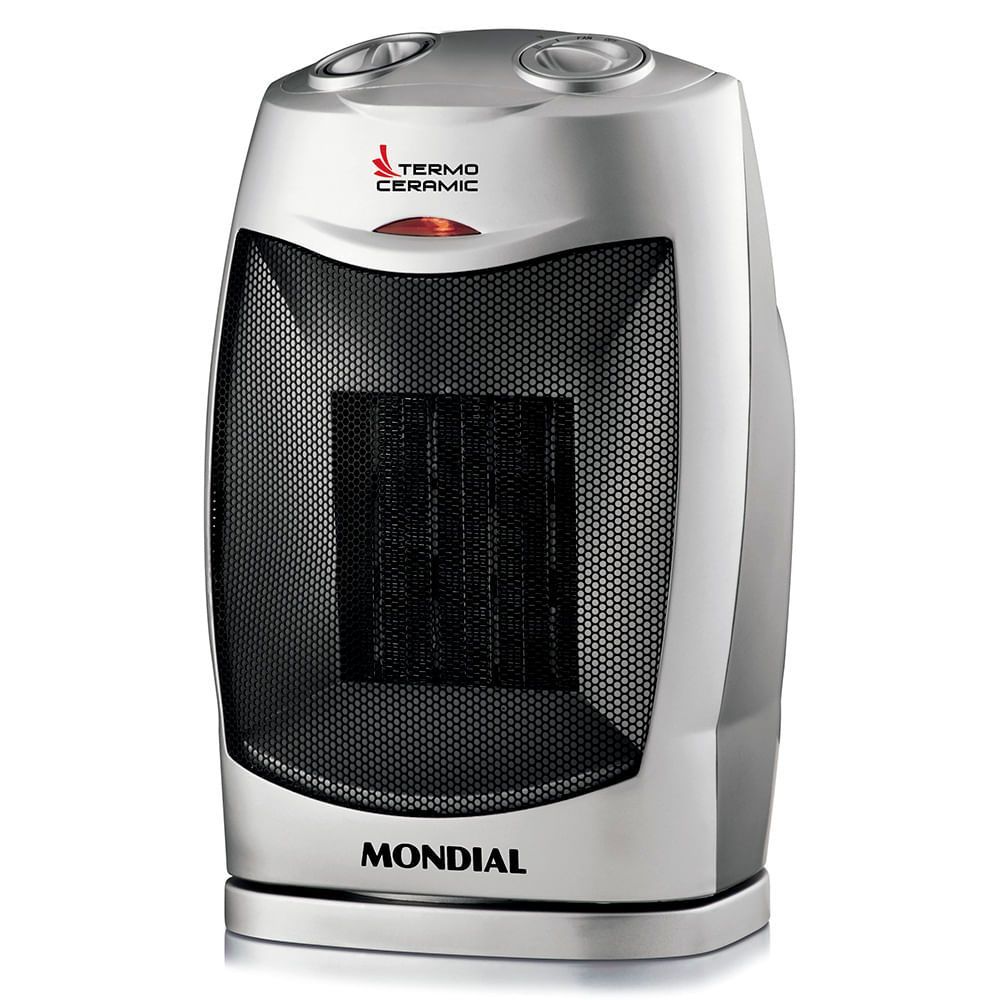 Aquecedor Cerâmico A-05 Termo Ceramic 1500W com 2 Níveis de Aquecimento Preto e Prata Mondial 110V Aquecedor Mondial Termo Ceramica A-05 Aquecedor Ceramic 110V Preto-Prata