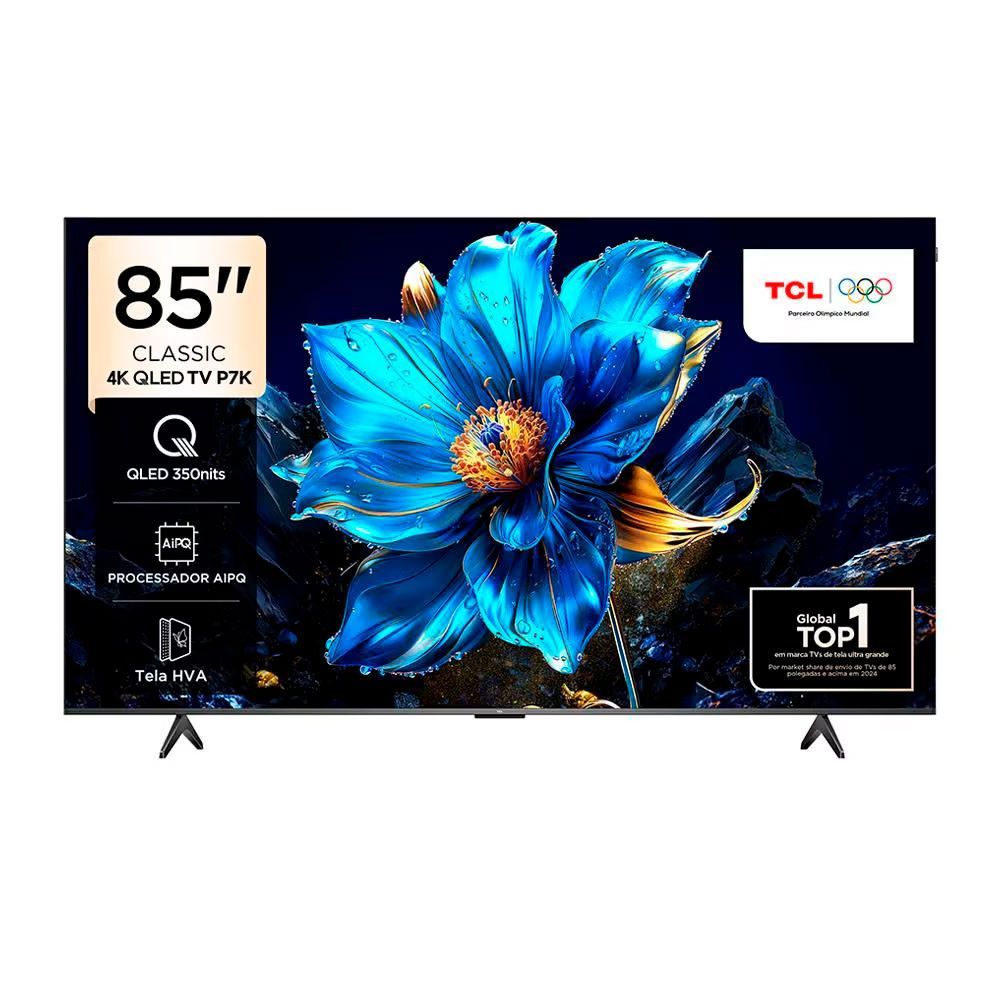 Smart TV 85 TCL 85P7K 4K QLED UHD 60Hz Preto - WebContinental - Sua melhor escolha