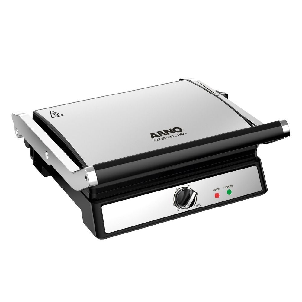 Super Grill e Sanduicheira Arno GGRA Inox com Abertura de 180º 1200W 127V - WebContinental - Sua melhor escolha