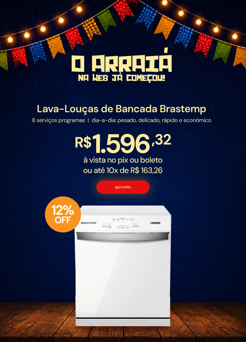 Lava-Louças de Bancada Brastemp BLF08BB 8 Serviços Programas Dia-A-Dia Pesado Delicado Rápido Econômico Branco 110V