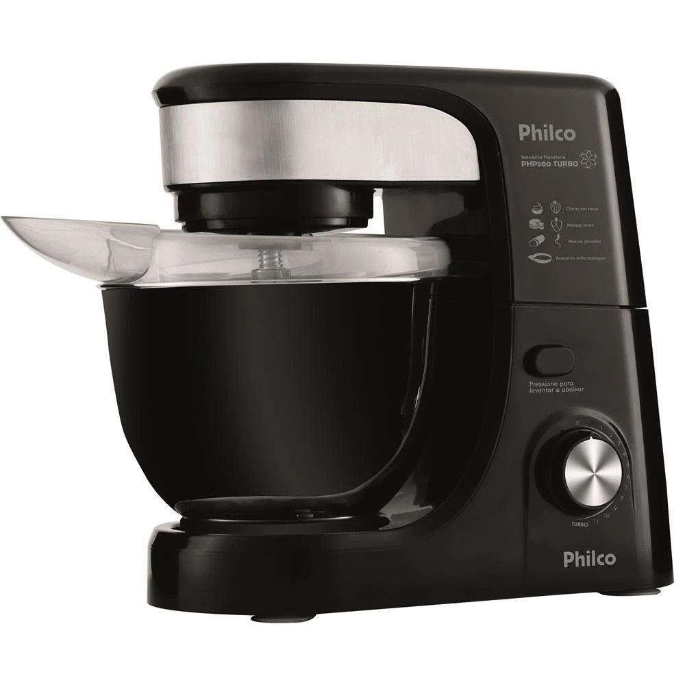 Batedeira Planetária Php500 Turbo Com 11 Velocidades E 500w Philco Preto 110v