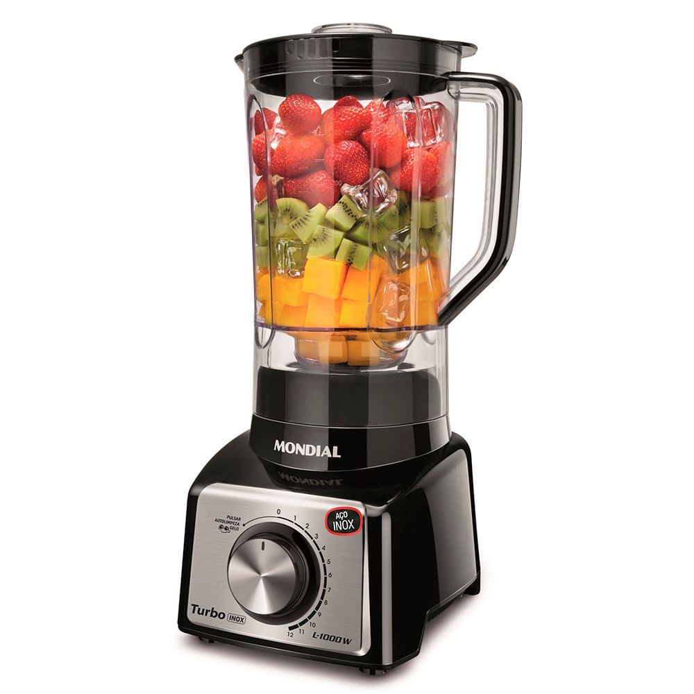 Liquidificador Turbo Mondial Black Inox L-1000 Bi Liquidificador-127v-preto/inox