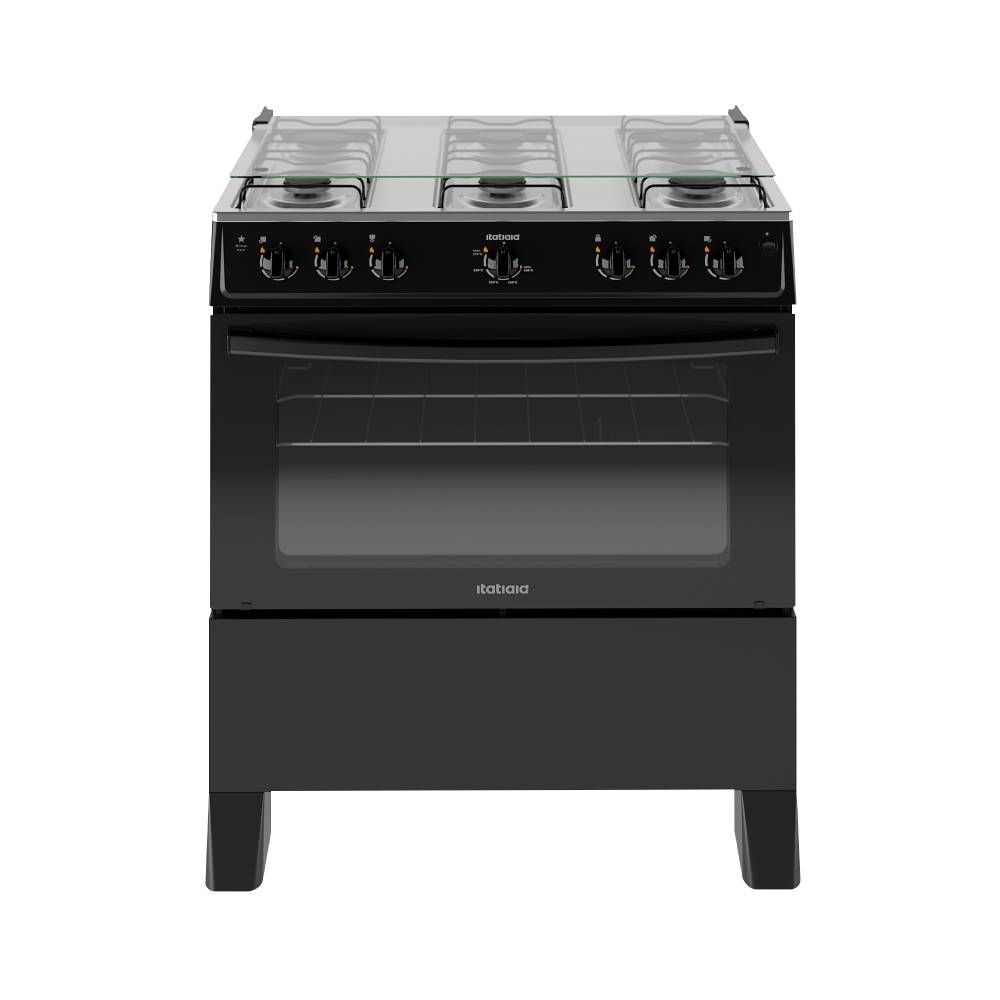 FOGAO ITATIAIA STAR NEW PISO 6 BOCAS PRETO MESA DE INOX BIVOLT (3700000474)