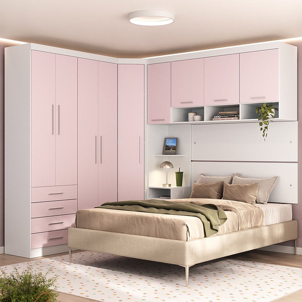 Quarto 9 Portas 5 Gavetas Cab Cs Alpes Master Luciane Móveis Branco Pf-rosa Pf