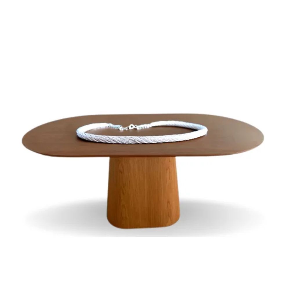 Mesa De Jantar Cone Retangular Arredondada 140x90cm Cinamomo