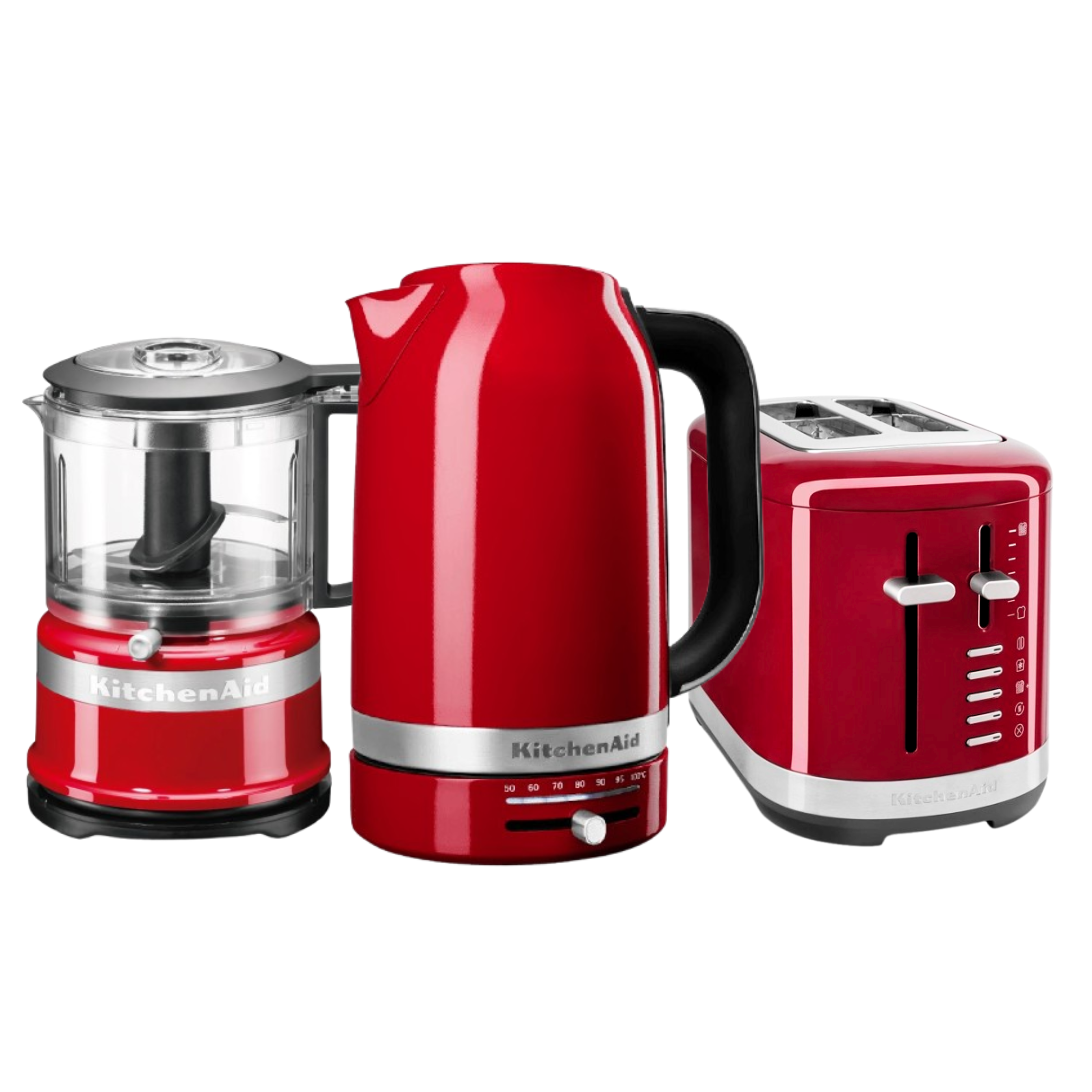 Combo Mini Procesador de Alimentos + Pava de Temperatura Variable con 1.7L + Tostadora Eléctrica De 2 Panes - Empire Red