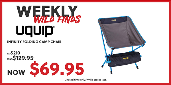 INFINITY FOLDING CAMP CHAIR, RRP $210, WAS $129.95, NOW $69.95. - READ MORE