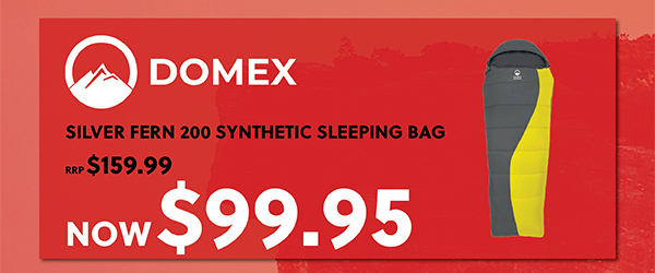 DOMEX SILVER FERN 200 SYNTHETIC SLEEPING BAG NOW $99.95