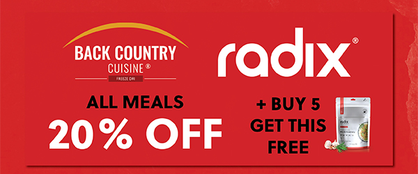 BACK COUNTRY CUISINE AND RADIX - 20% OFF ALL MEALS + BUY 5 GET 1 RADIX FREE