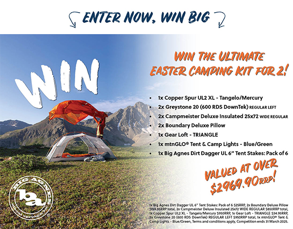 enter now, win big. Big agnes. valued at over $2969.90