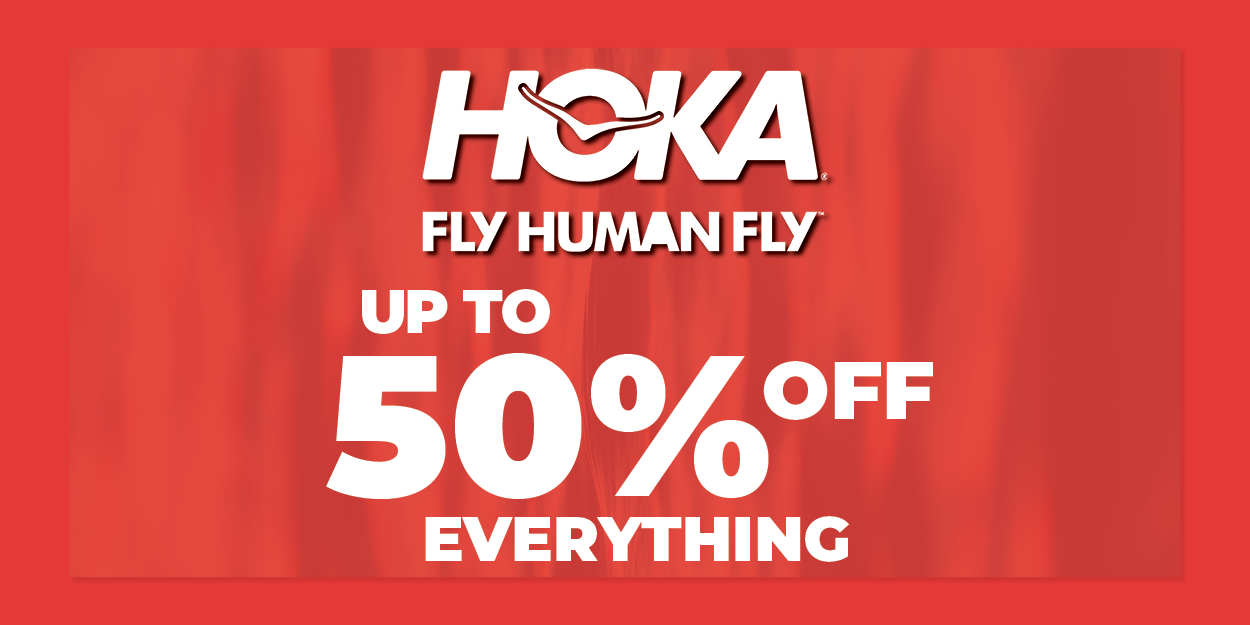 up to 50% off everything with hoka