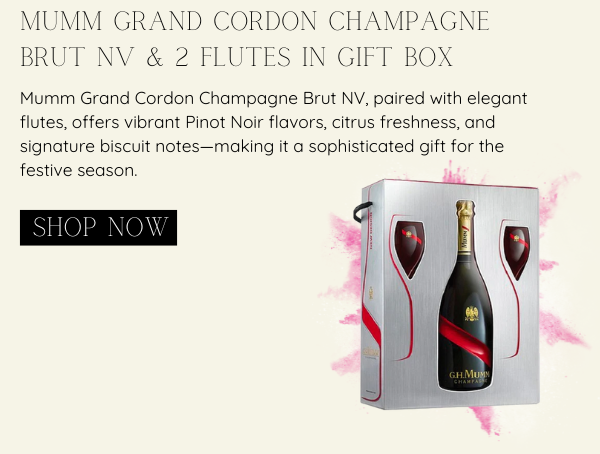 Mumm Grand Cordon Champagne Brut NV & 2 Flutes in Gift Box