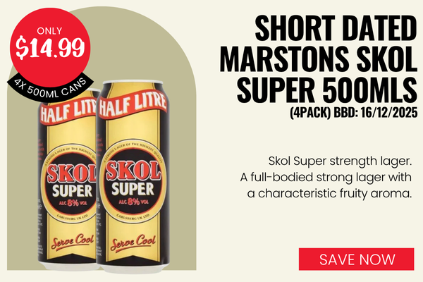 SHORT DATED Marstons Skol Super 500mls (4pack) BBD: 16/12/2025