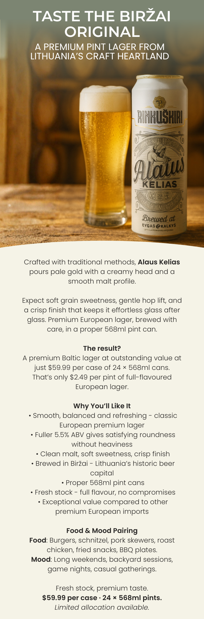 Rinkuskiai Alaus Premium Lager 5.5% 568mls