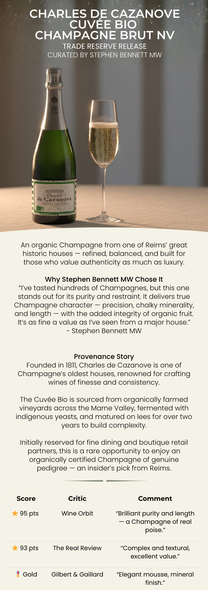 Charles De Cazanove Cuvee Bio Organic Brut NV