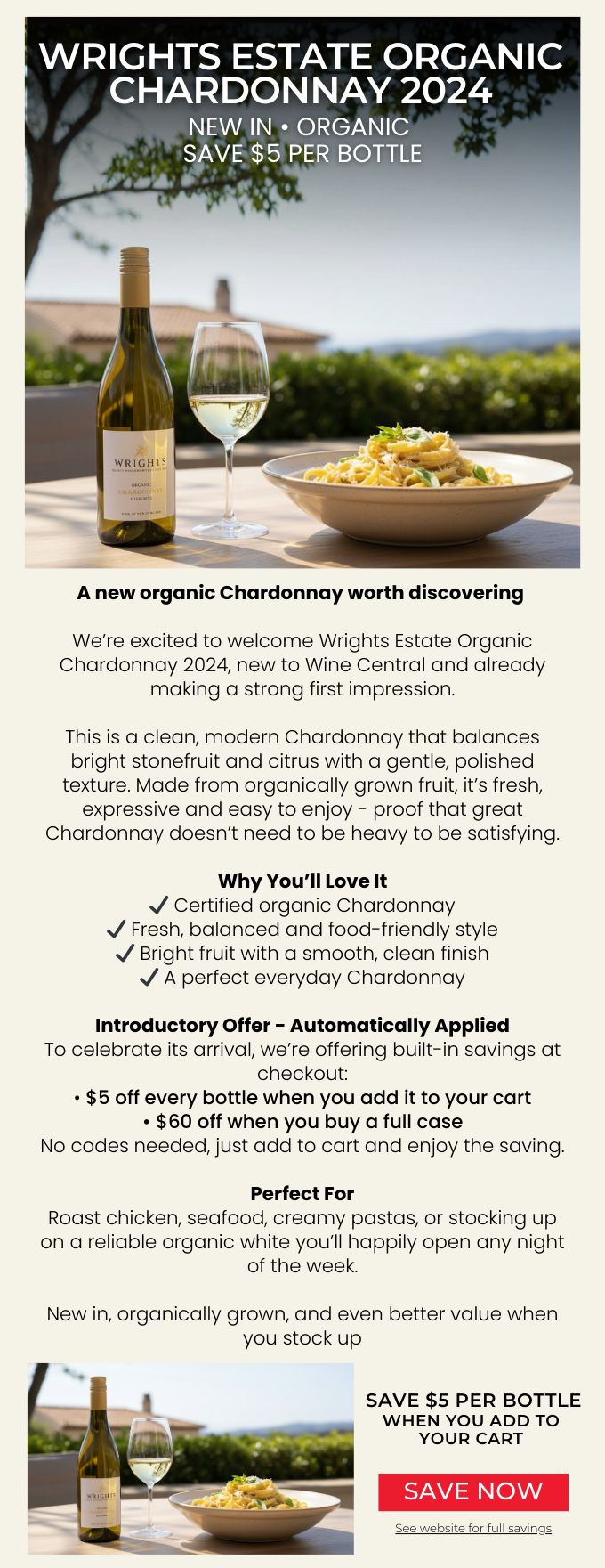 Wrights Estate Organic Chardonnay 2024