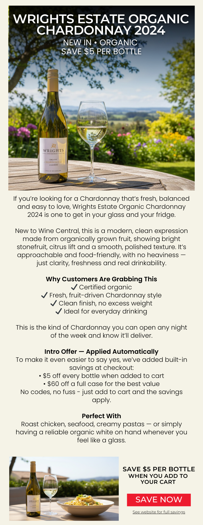 Wrights Estate Organic Chardonnay 2024