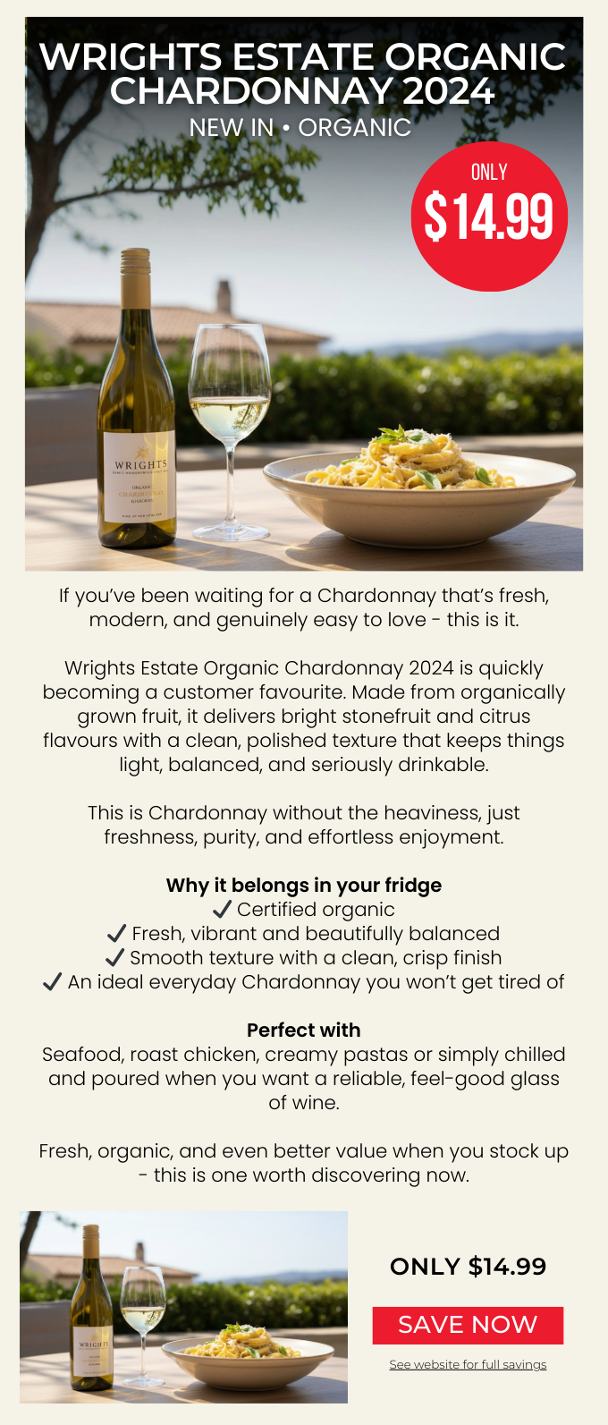 Wrights Estate Organic Chardonnay 2024