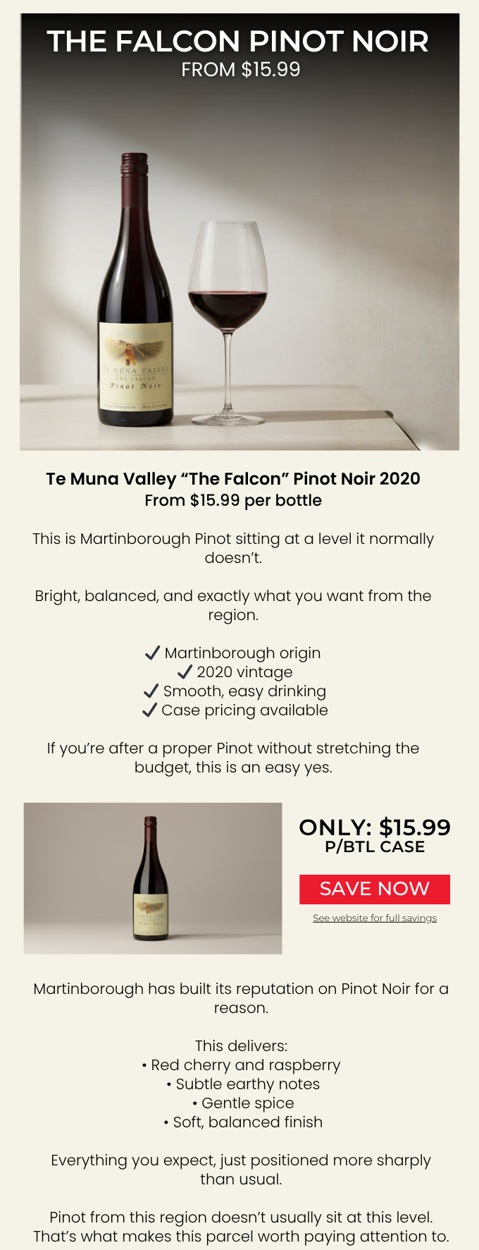 Te Muna Valley THE FALCON Martinborough Pinot Noir 2020