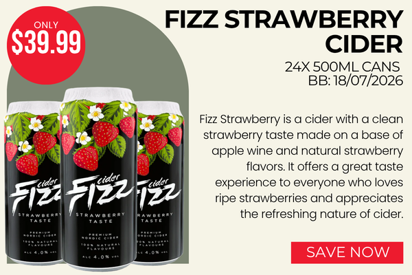 Fizz Strawberry Cider 24x 500Ml Cans BB:18/07/2026